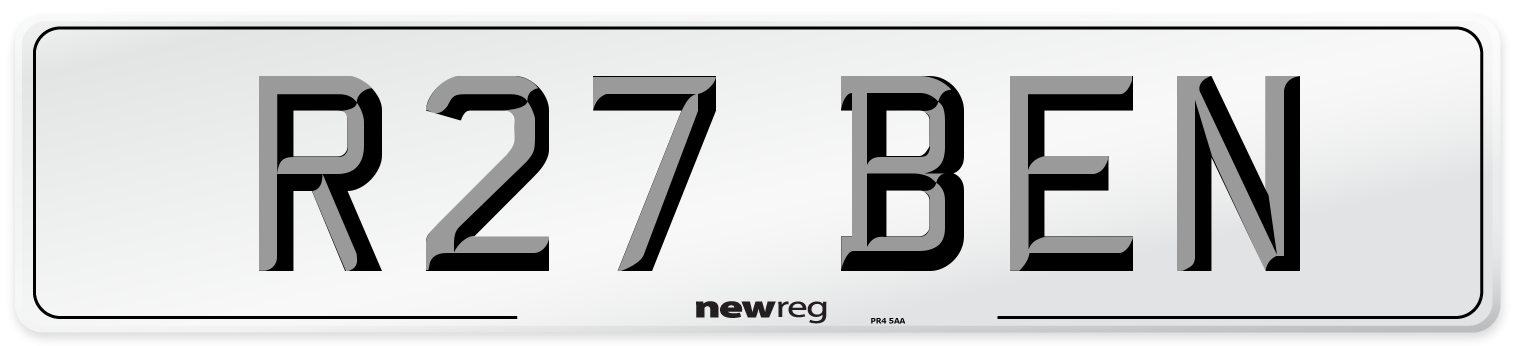 R27 BEN Number Plate from New Reg
